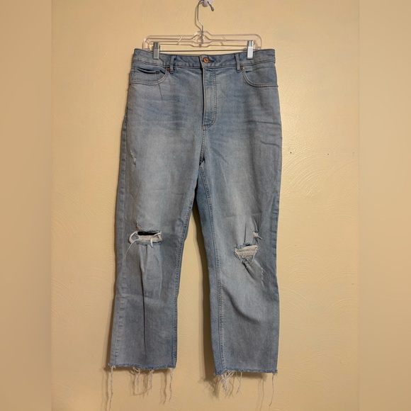 Express Distressed Denim Straight Leg Jeans - Picture 1 of 9